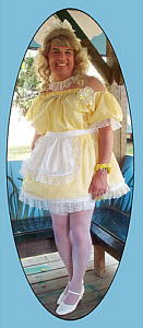 sissy stephanie in Her sunny yellow uniform!
